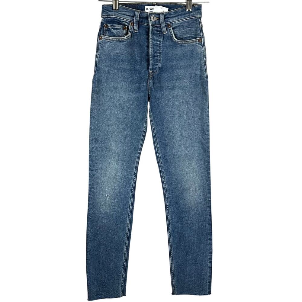 RE/DONE Originals High Rise Ankle Crop Aged Blue Jeans Women's Size 25 NWT